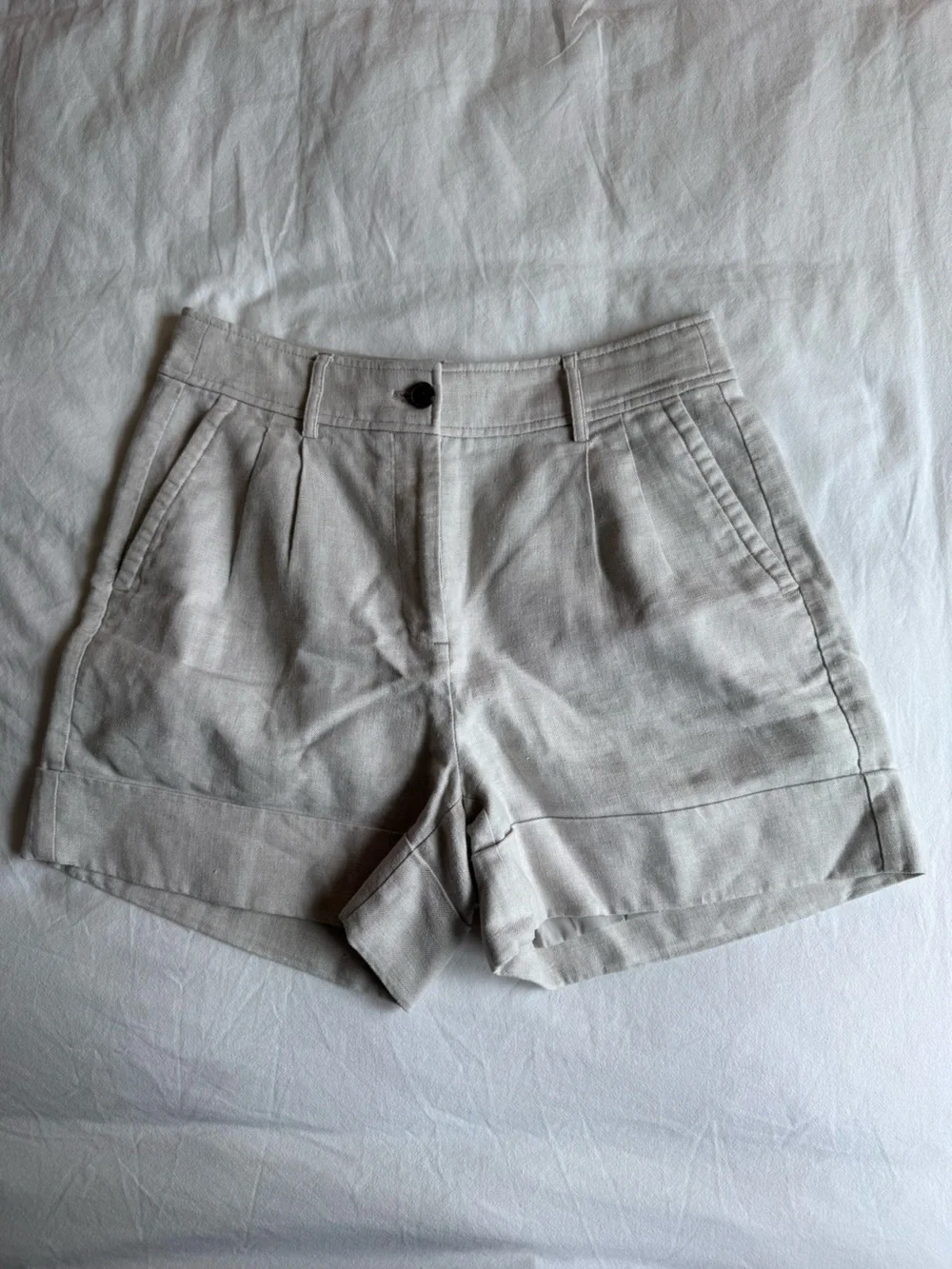 J. Crew Remi Linen Pleated Shorts in Flax